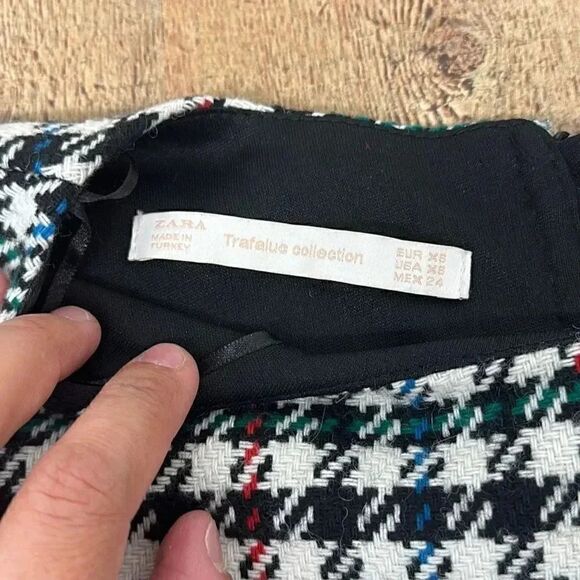 ZARA Trafaluc Collection Houndstooth Mini Dress Fringe Hem - Picture 9 of 10